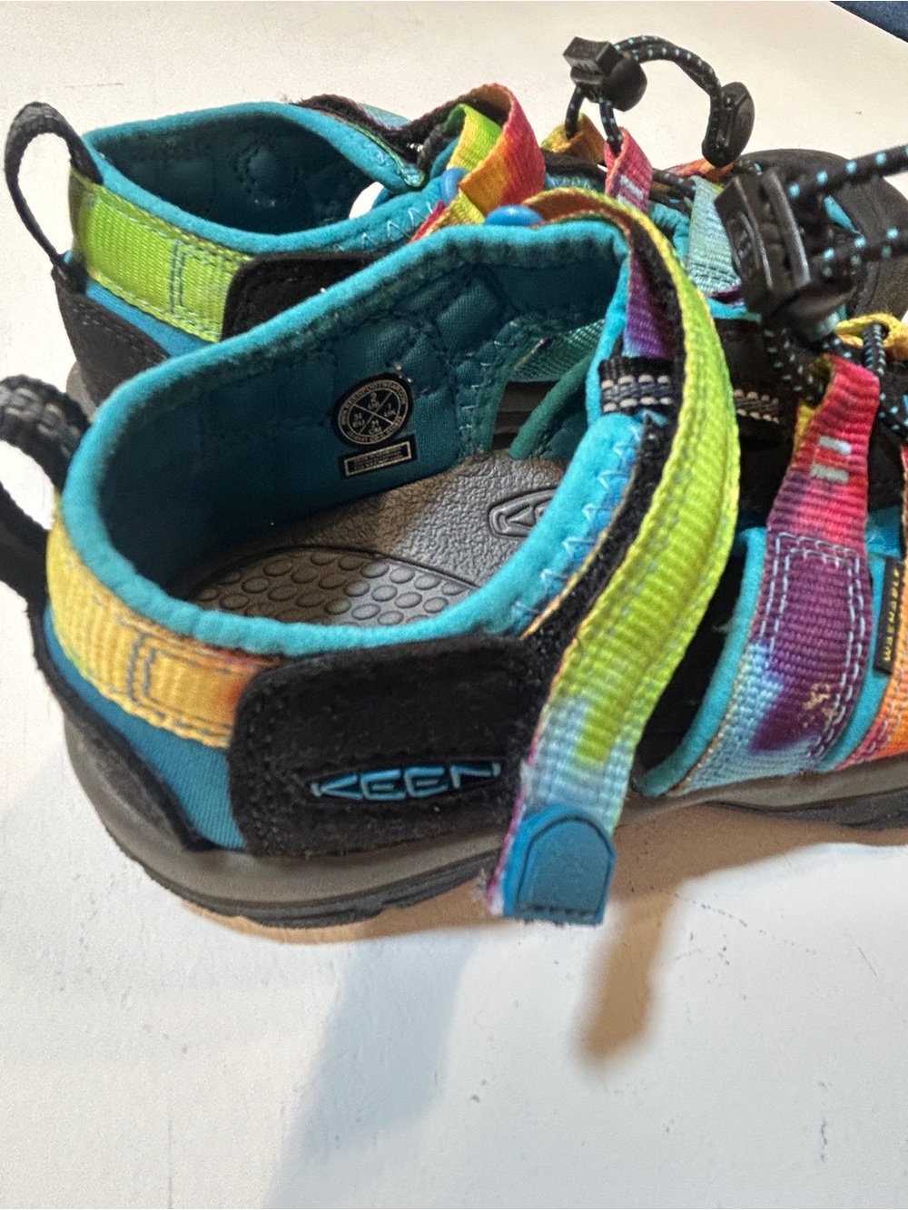KEEN Newport H2 Tie Dye Sport Sandals Kids Size 2 Waterproof Rainbow Multicolor - Picture 2 of 5